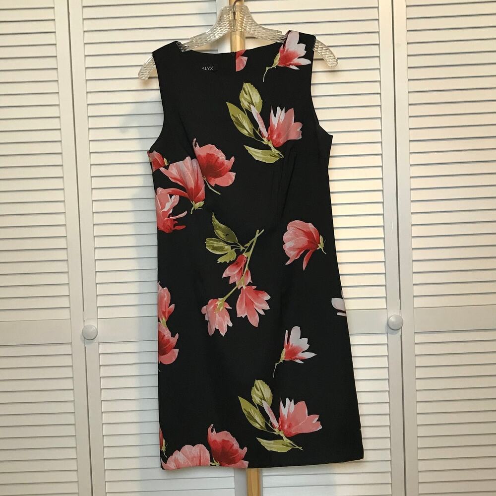 ALYX Floral Round Neck Sleeveless Sheath Knee-Length Dress 8